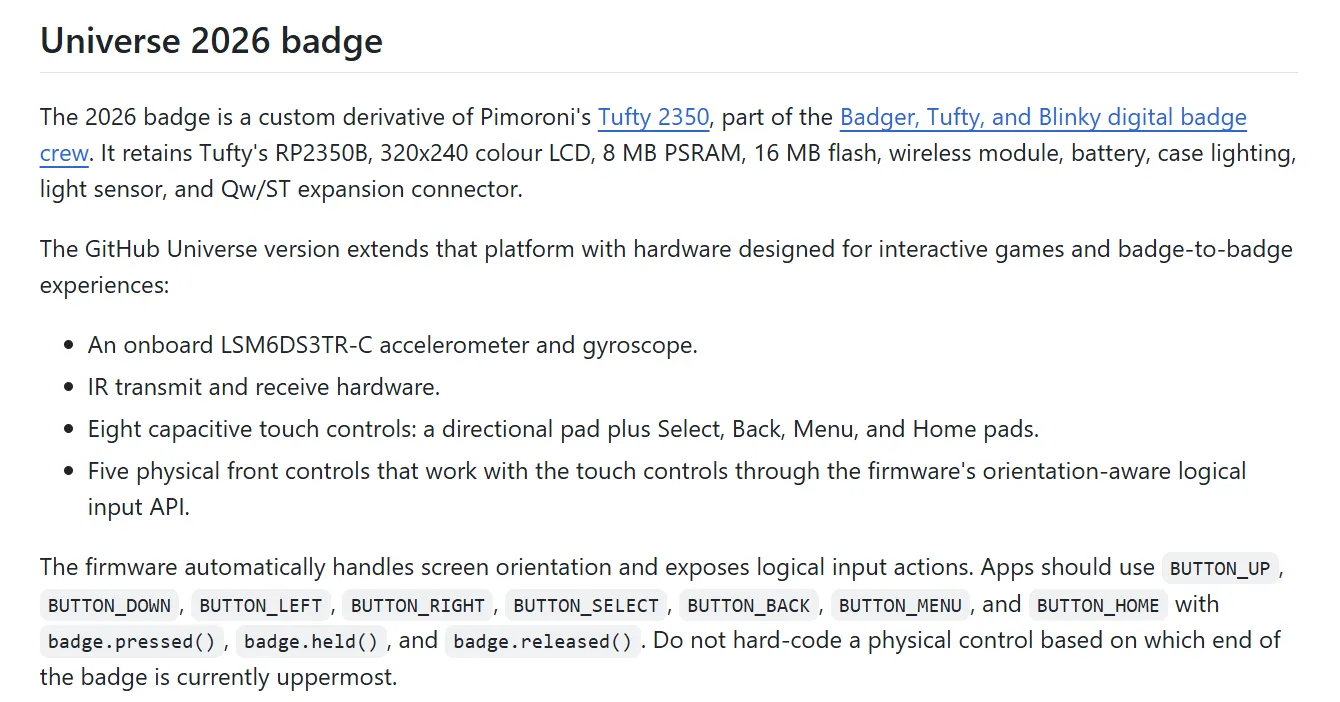GitHub Universe 2026 badge extensions relative to Tufty 2350