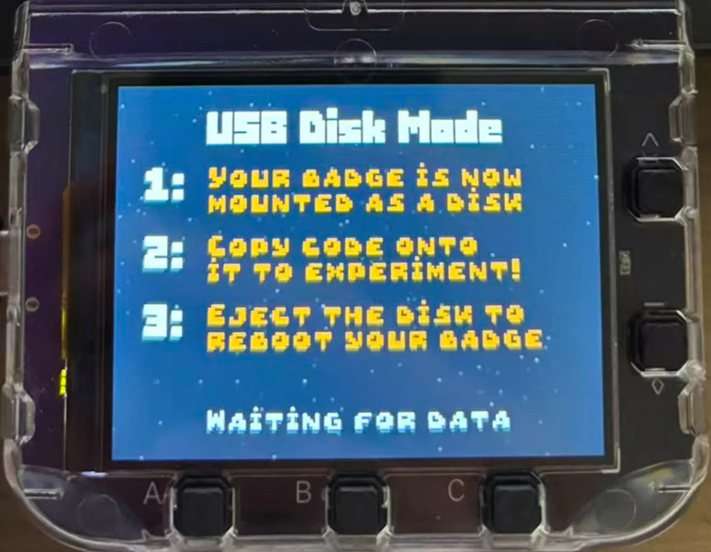 On-screen prompt when entering USB disk mode