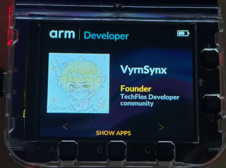 Arm Developer electronic name-card UI after editing profile (avatar and personal info)